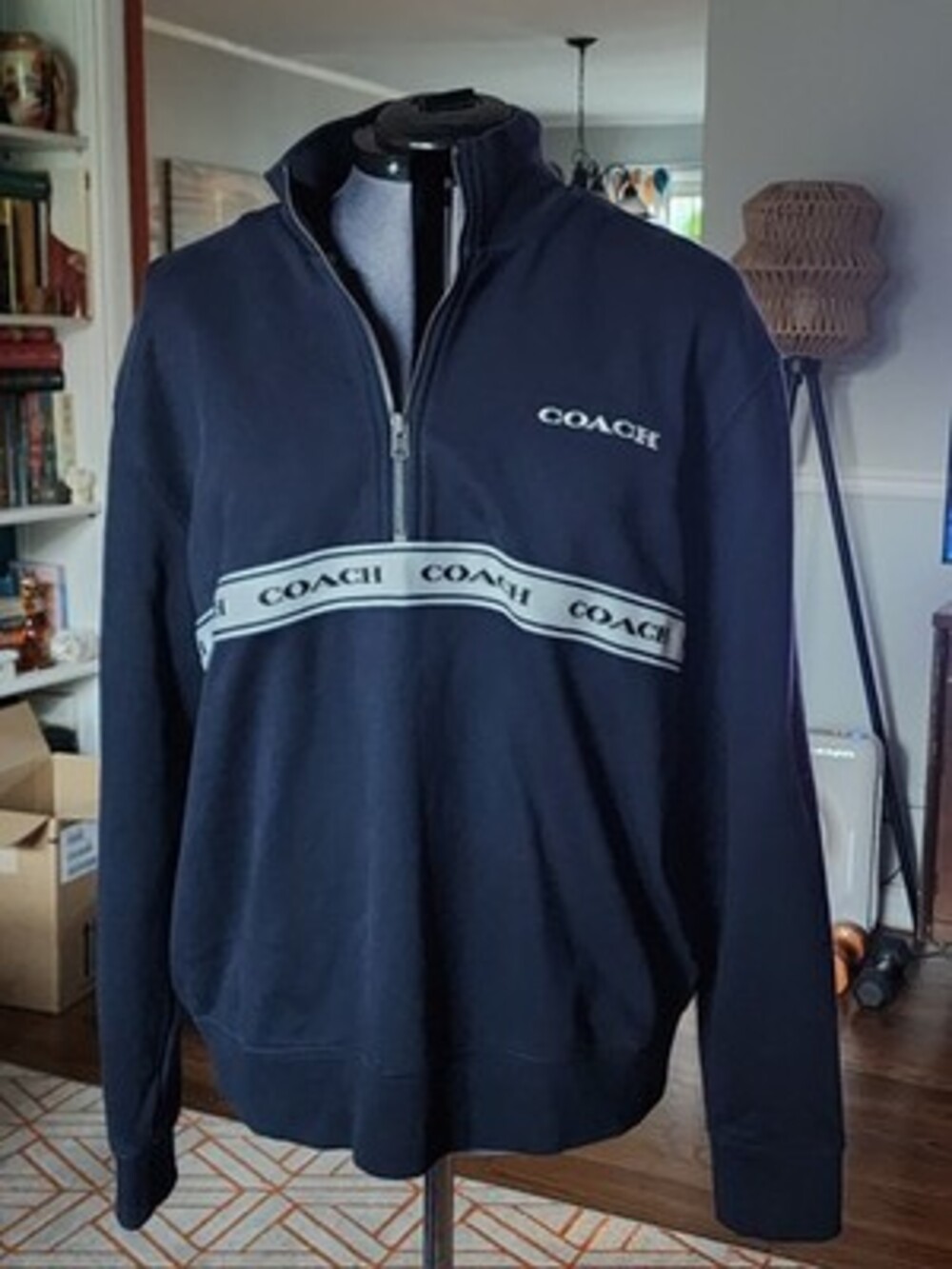 COACH Black Essential Half Zip Sweatshirt C8776 size:  Medium